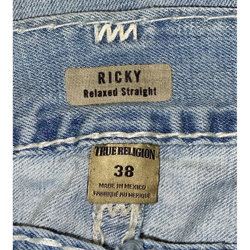 true religion jeans Men's Ricky Relaxed ‎ Thick Stitching 38x35